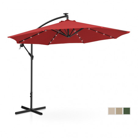 Sodo skėtis su LED, 300 cm, raudonas UNI-UMBRELLA-R300REL