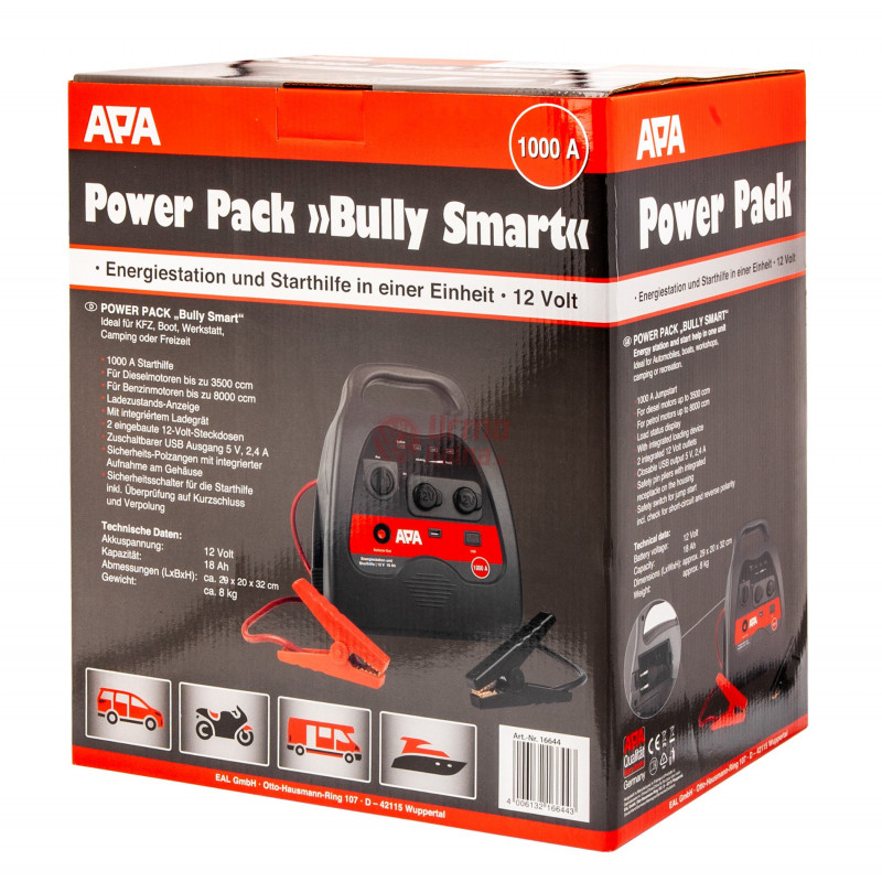 Akumuliatorių užvedėjas / pakrovėjas 1000 A APA BULLY POWER PACK