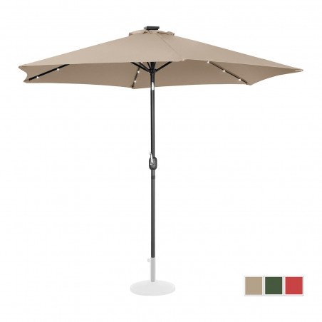 Sodo skėtis su žibintais ⌀300 cm, kreminės spalvos, pakreipiamas