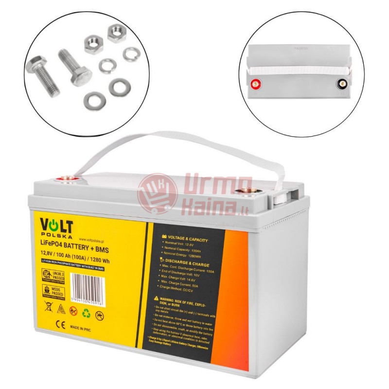 Akumuliatorius VOLT LiFePO4 100 Ah 100 A + BMS 12 V Akumuliatorius VOLT LiFePO4 100 Ah 100 A + BMS 12 V