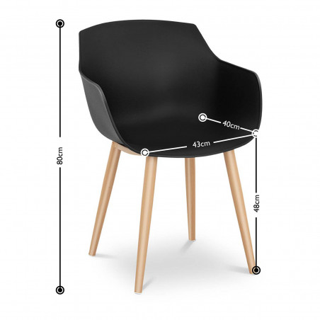 Kėdės 2 vnt. 150 kg - 43x40 cm, juodos STAR-SEAT-04