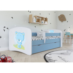 Lova Babydreams - Meškiukas, mėlyna, 140x70, su stalčiumi