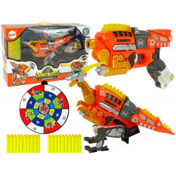 Žaislinis ginklas su taikiniu ir šoviniais - Dinobots, oranžinis