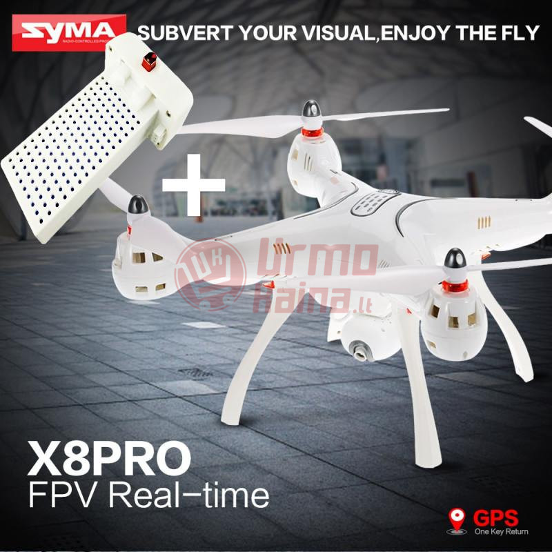 Dronas su kamera Syma X8PRO ir GPS su papildomu akumuliatoriumi