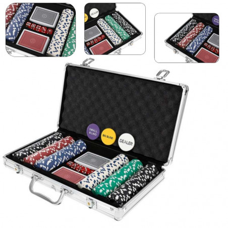 Pokerio žetonų rinkinys lagaminėlyje Texas, 300 žetonų