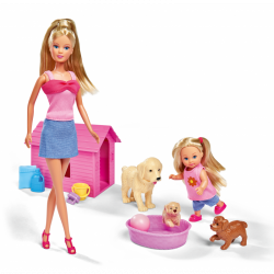 Lėlės - Steffi ir Evi su šunimis
