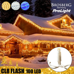 100 LED profesionali lauko girlianda varvekliai Brosberg Prolight CL8 Flash