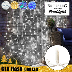 600 LED girlianda Užuolaida - Krioklys Brosberg Prolight CL8 Flash 2x3 m