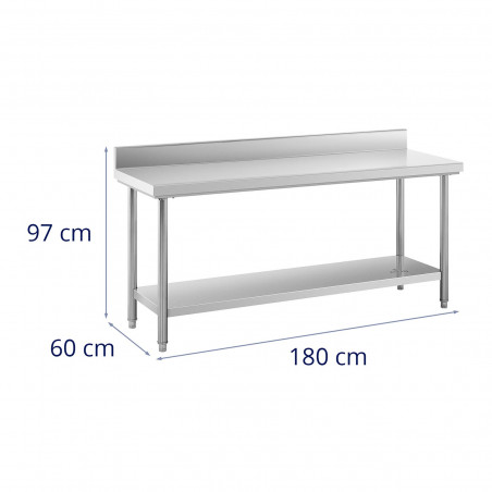 Nerūdijančio plieno darbo stalas - 180 x 60 cm - 182 kg