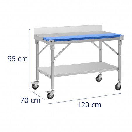 Nerūdijančio plieno stalas - 120x70 cm - 200 kg talpa