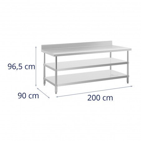 Nerūdijančio plieno stalas - 200x90x16,5 cm - 240 kg