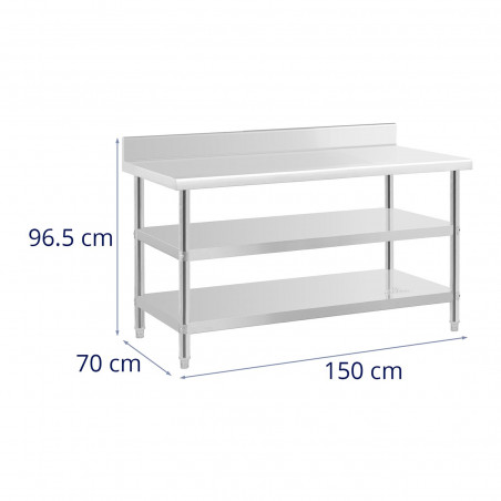 Nerūdijančio plieno stalas - 150x70x16,5 cm - 226 kg