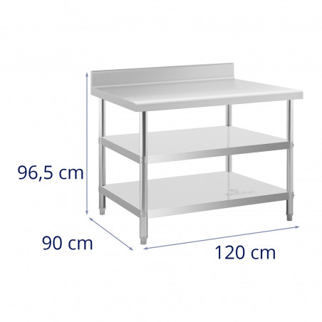 Nerūdijančio plieno darbo stalas - 120x90x16,5 cm - 219 kg