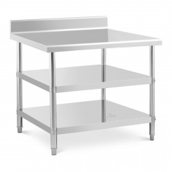 Nerūdijančio plieno stalas - 100x90x16,5 cm - 209 kg - 2 lentynos