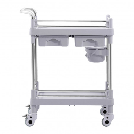 Laboratorinis vežimėlis - 2 lentynos 53x38x14 cm - 2 stalčiai - 40 kg