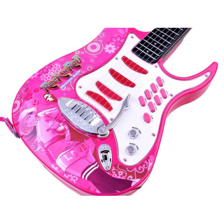 Elektrinė gitara su mikrofonu, rožinė