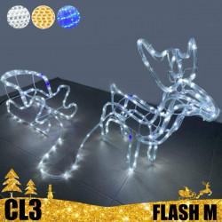LED dekoracija 3D šviečiantis elnias su rogėmis Blue Flash M CL3