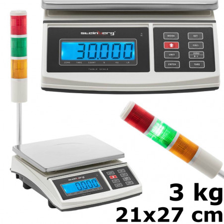 Svarstyklės su šviesos indikatoriumi, 3 kg/ 1 g, 210x270 mm