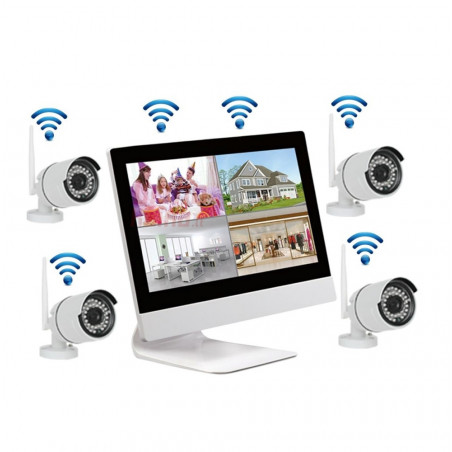 4 WiFi kamerų vaizdo stebėjimo komplektas su monitoriumi VF6