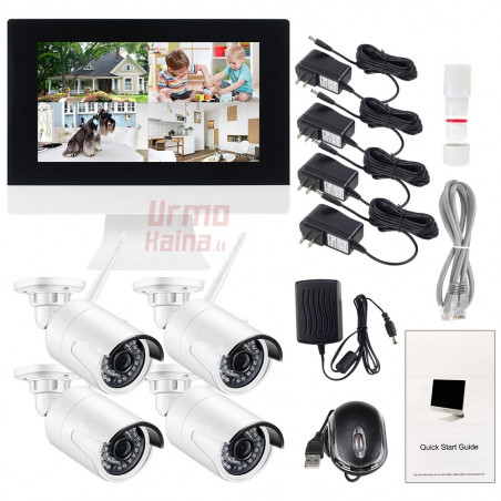 4 WiFi kamerų vaizdo stebėjimo komplektas su monitoriumi VF6