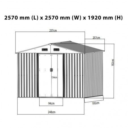 Surenkamas metalinis sandėliukas POLAND PLUS 6.6 m²