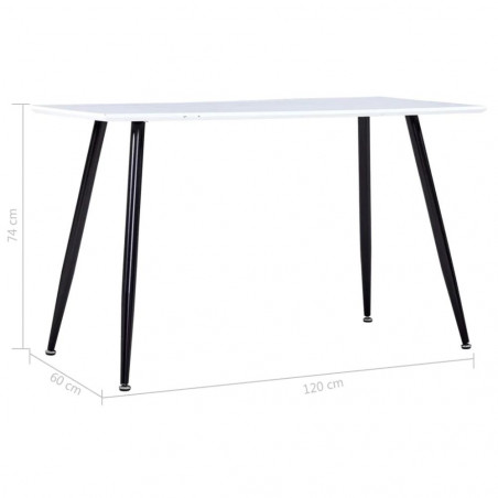 Valgomojo stalas, baltos ir juodos spalvos, 120x60x74cm