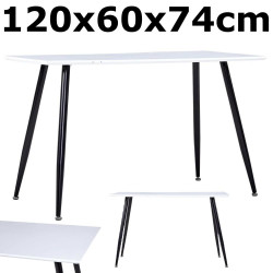 Valgomojo stalas, baltos ir juodos spalvos, 120x60x74cm