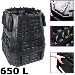 Sodo komposto dėžė, juoda, 93,3x93,3x113cm, 650 l