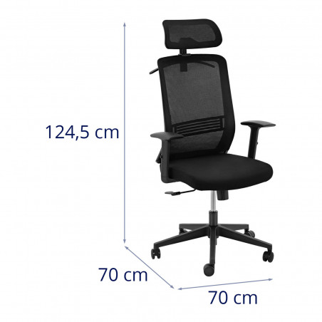 Biuro kėdė - galvos atrama - 50x61 cm sėdynė - iki 150 kg - juoda