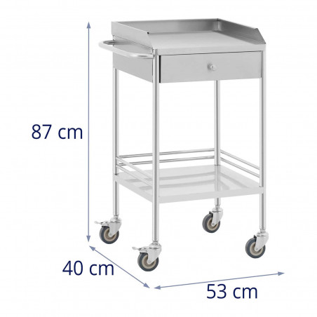 Laboratorinis vežimėlis - 2 lentynos 43x39x13 cm - 40 kg