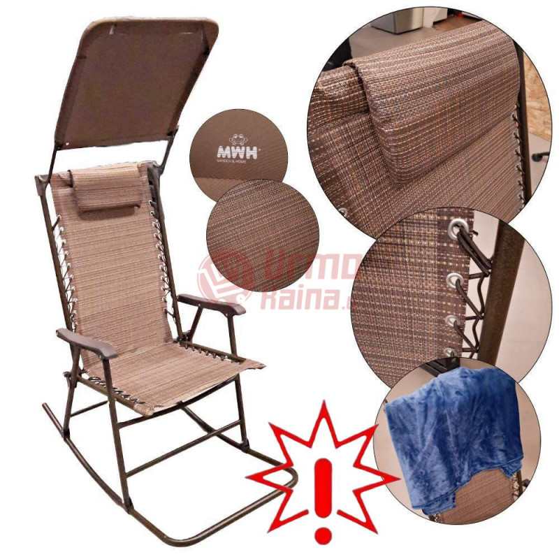 Siūbuojanti kėdė-gultas su stogeliu ir pledu (Prekė su defektu 9901393)