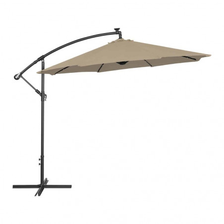 Sodo skėtis su LED - kreminė - apvali - Ø 300 cm - pakreipiama