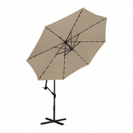 Sodo skėtis su LED - kreminė - apvali - Ø 300 cm - pakreipiama
