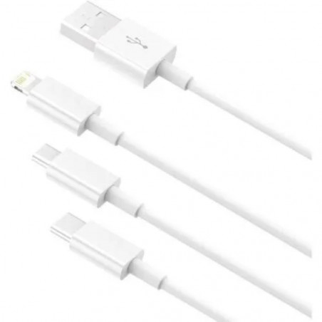 Universalus laidas Type micro USB/C/Lightning, 3in1 3A