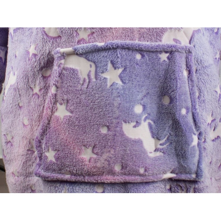 Oversize XXL minkštas džemperis - pledas, violetinis 2in1