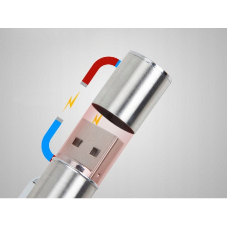 Rašiklio formos žibintuvėlis su UV LED ir USB jungtimi S-1002