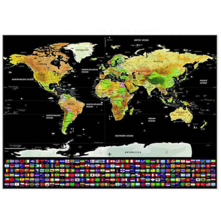 Nutrinamas pasaulio žemėlapis su vėliavomis ir priedais