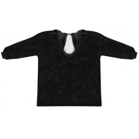 Oversize XXL minkštas džemperis - pledas, juodas 2in1