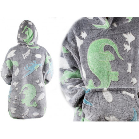 Vaikiškas oversize XXL džemperis pledas su dinozaurais