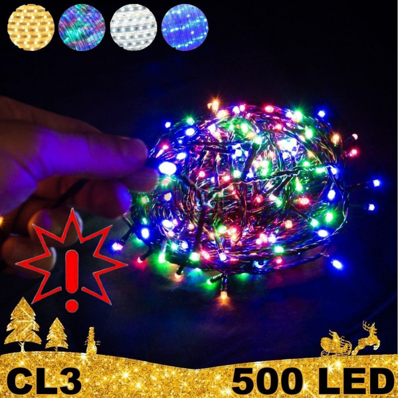 500 LED lempučių girlianda STANDART CL3, Įvairiaspalvė (Prekė su defektu 9901741)