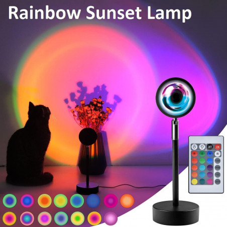 Projekcinis LED šviestuvas saulėlydžio lempa Sunset V5 RGB su pulteliu