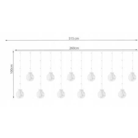 Girlianda "Lemputės", šiltai balta 108 LED 31V