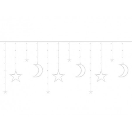 138 LED girlianda Užuolaida - Krioklys mėnuliai, žvaigždės 31V