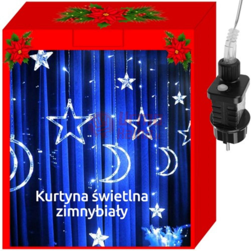 138 LED girlianda Užuolaida - Krioklys mėnuliai, žvaigždės 31V