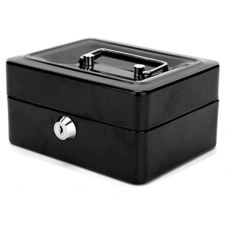 Rakinama metalinė pinigų dėžutė, juoda 15x12x8 cm