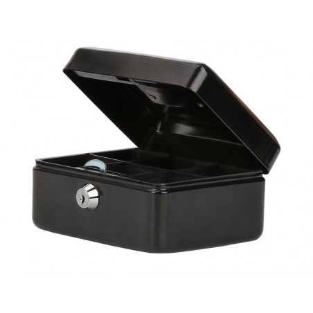 Rakinama metalinė pinigų dėžutė, juoda 15x12x8 cm