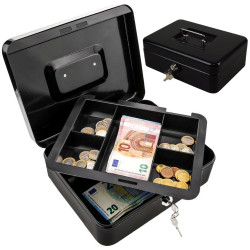 Rakinama metalinė pinigų dėžutė, juoda 30x24x9 cm