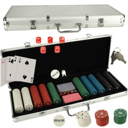 Didelis pokerio rinkinys lagaminėlyje, 500 vnt, 2 kaladės