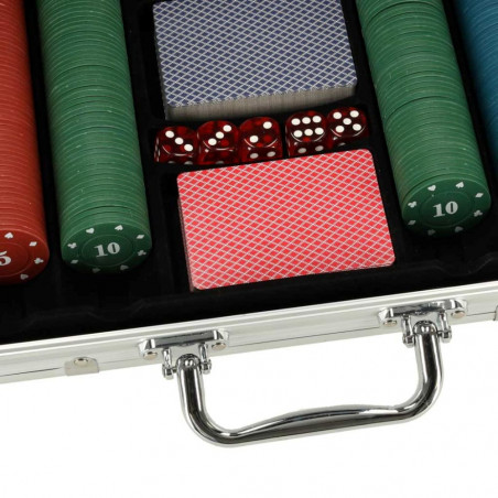 Didelis pokerio rinkinys lagaminėlyje, 500 vnt, 2 kaladės