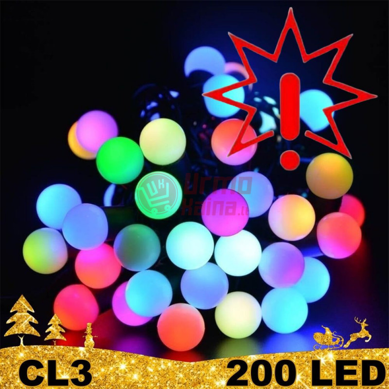 200 LED girlianda burbuliukai STANDART 2 CL3 FLASH, Rožinės spalvos (Prekė su defektu 9901873)